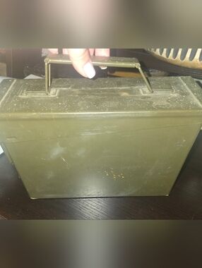 GP&F Ammo Olive Green Metal Storage Box Heavy-Duty Portable Case w/Top Handle